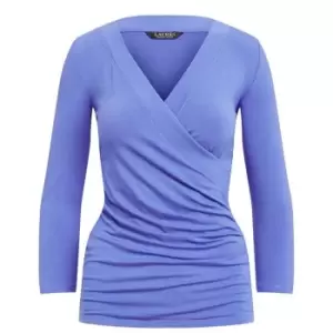 Image of Lauren by Ralph Lauren Alayja three quarterSleeve Top - Blue