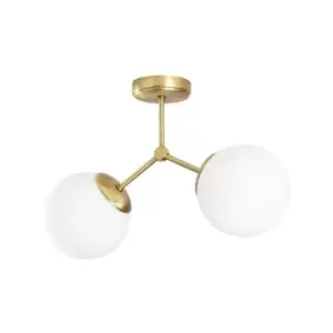 Image of Cristal Model 11 Deco 2-light Globe Pendant Lamp Golden