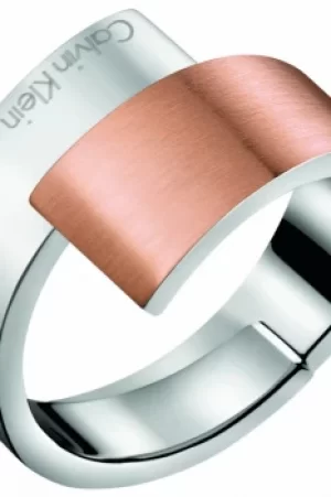 Image of Ladies Calvin Klein Two-Tone Steel and Rose Plate Size P Intense Ring KJ2HPR280108