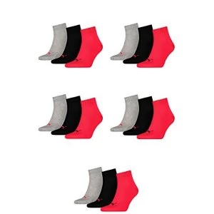 Image of Puma Quarter Training Socks (3 Pairs) 2.5-5 Pink/Grey/Charcoal