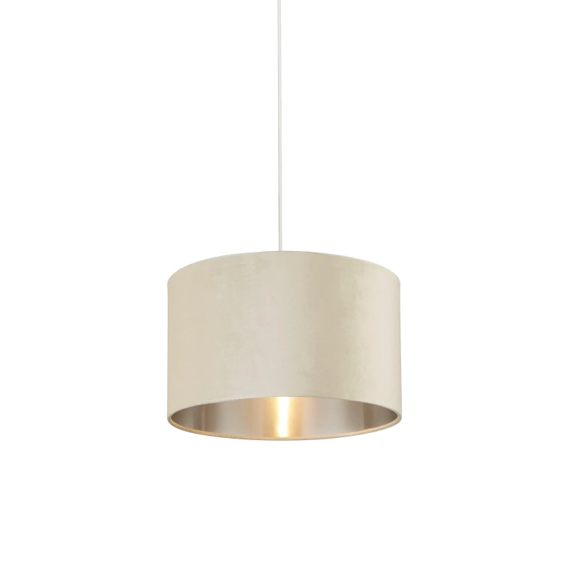 Image of Lighting Collection CREAM VELVET DRUM SHADE & SILVER INNER (D30cm) Cream unisex 30cm