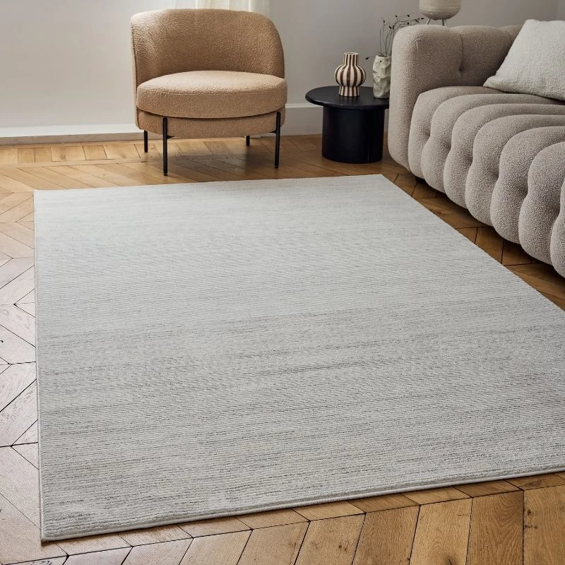 Image of THE RUGS Carmel Modern Area Rugs & Runners Striped Design Soft Pile in Grey Size: 80cm x 150cm Grey Unisex 80cm x 150 cm