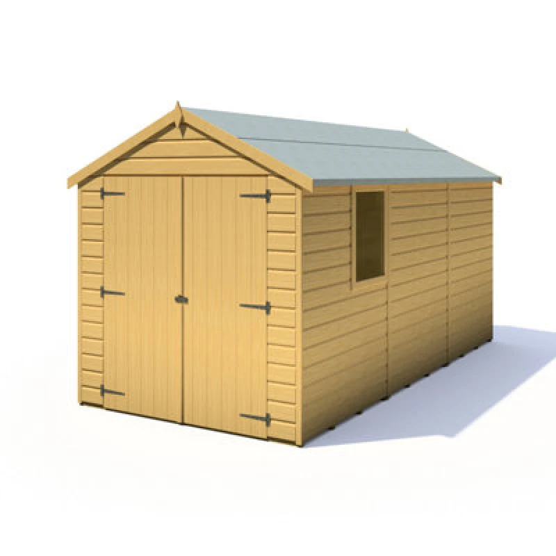 Image of Shire Warwick Shiplap 12X6 Ft Apex Wooden Dip Treated 2 Door Shed With Floor
