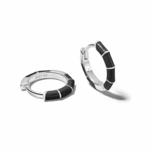 Image of Daisy London 925 Sterling Silver Black Stripe Huggie Hoop Earrings Sterling Silver
