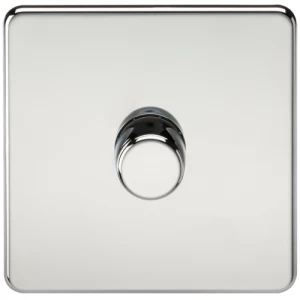 Image of KnightsBridge 60-400W 1G 2 Way 230V Screwless Polished Chrome Electric Dimmer Switch