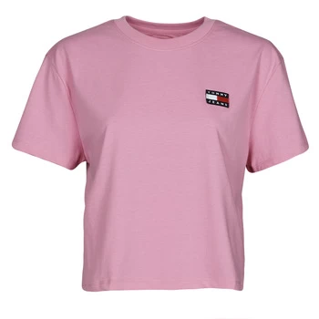 Image of Tommy Jeans TJW TOMMY BADGE TEE womens T shirt in Pink - Sizes S,M,L,XL,XS,XXS