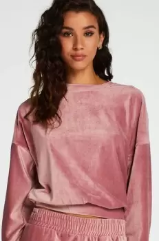 Image of Hunkemoller Velour rib top with long sleeves Pink