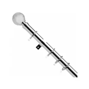 Image of Universal Crackled Glass 16 - 19mm Metal Telescopic Extendable Curtain Pole Set, Chrome, 120 - 200cm