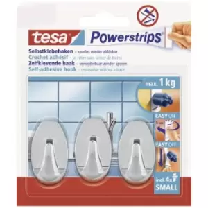 Image of tesa POWERSTRIPS Small Oval adhesive hook Chrome Content: 3 pc(s)
