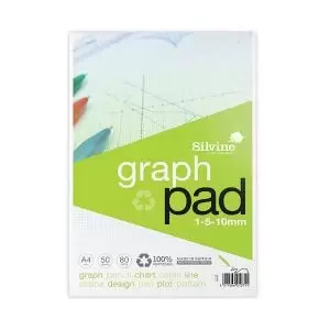 Image of Silvine Recycled Graph Pad 1510mm A4 50 Pages A4GPRE SV01071