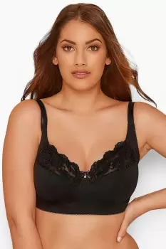 Image of Non-Wired Cotton Bra With Lace Trim