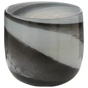 Image of Premier Housewares Carra Glass Planter - Grey/Black Brushstrokes