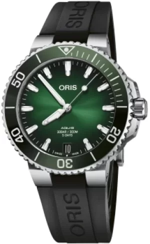 Image of Oris Watch Aquis Date Calibre 400 Green Rubber