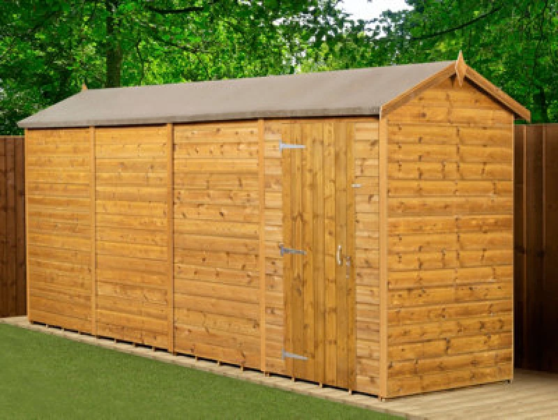 Image of Empire Sheds Empire Modular Apex 4X16 Dipped Treated Tongue And Groove Wooden Garden Shed Single Door No Windows (4' X 16' / 4ft X 16ft) (4X16)