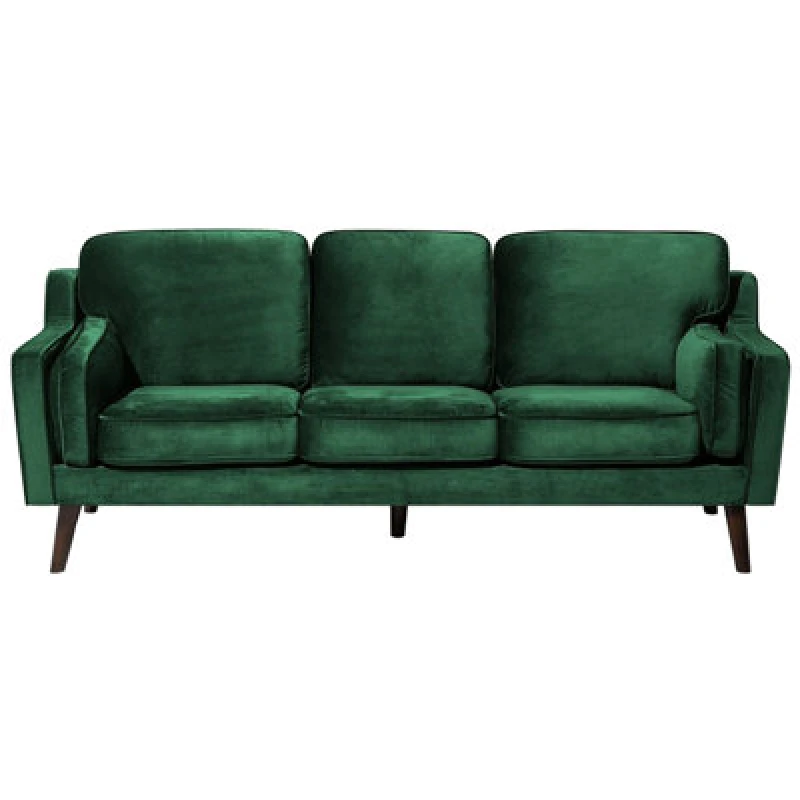 Image of Beliani Sofa 3 Seater Lokka Velvet Emerald Green