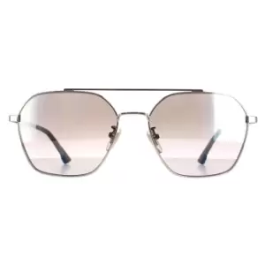 Image of Aviator Shiny Palladium Smoke Silver Mirror SPL771 Vibe 2