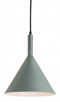Image of 1 Light Dome Ceiling Pendant Green with White Inside, E27