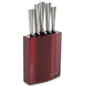 Image of Morphy Richards Accents 5 Piece Knife Block - Red
