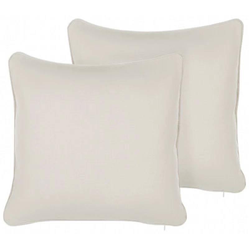 Image of Beliani Set Of 2 Decorative Cushions Heliotrope 45 X 45cm White Solid