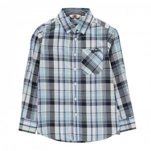 Image of Lee Cooper Long Sleeve Checked Shirt Junior Boys - White/Navy/Blue