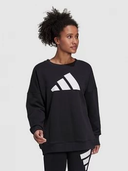 Image of adidas Future Icons 3 Bar Crew - Black, Size 2Xs, Women