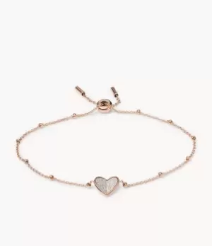 Image of Fossil Women Flutter Hearts Rose Gold-Tone Stainless Steel Chain Bracelet