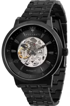 Image of Gents Maserati Gt 44mm Auto Black Dial Bracelet Black Watch