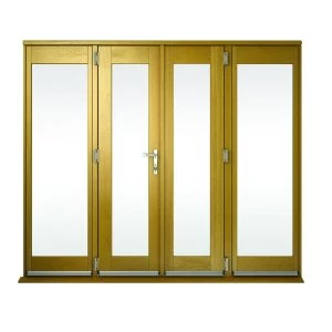 Image of Wickes Albery Pattern 10 Solid Oak Laminate French Doors 9ft with 2 Side Lites 600mm
