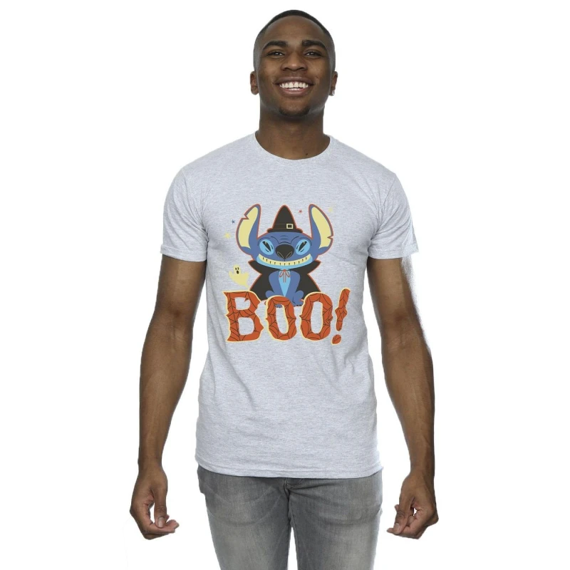Image of Disney Men Lilo & Stitch Boo T-Shirt in Grey Size: Small Grey S Male 5063283782433