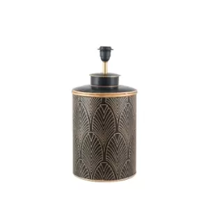 Image of Hand painted Iron Black and Gold Art Deco Pattern Table Lamp Base