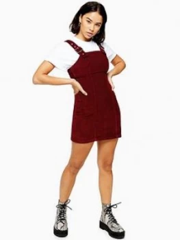 Image of Topshop Petite Corduroy Buckle Dress - Burgundy, Size 14, Women
