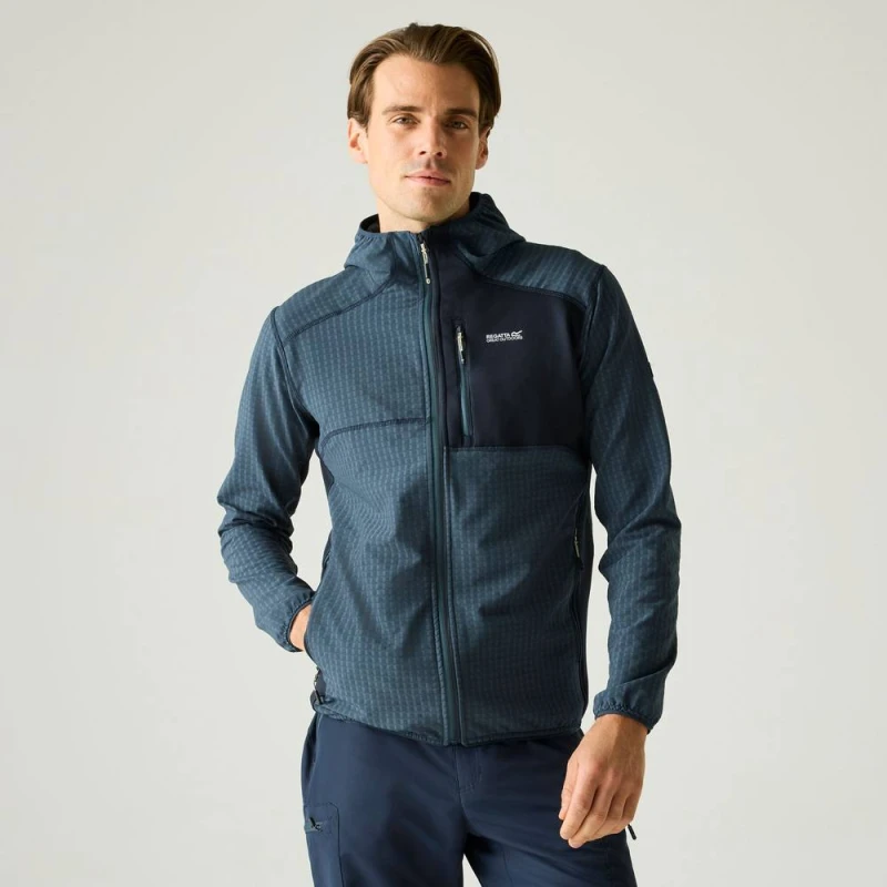 Image of Regatta Mens Alven Full Zip Hooded Fleece in Mid Navy Size: XL Mid Navy Male XL