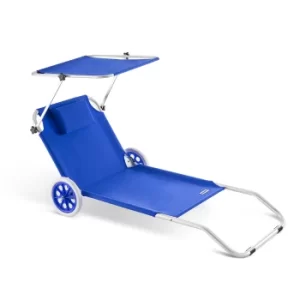 Image of Sun Lounger Kreta Blue Aluminium with Castors