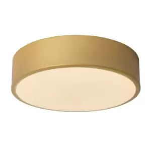 Image of Lucide Unar Modern Flush Ceiling Light 20cm LED Dim. 1x12W 2700K 3 StepDim Matt Gold Brass