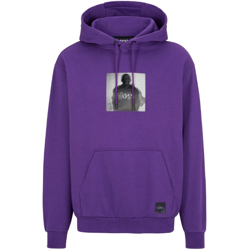 Image of Boss Mens Khaby Pull Over Hoodie Dark Purple male S