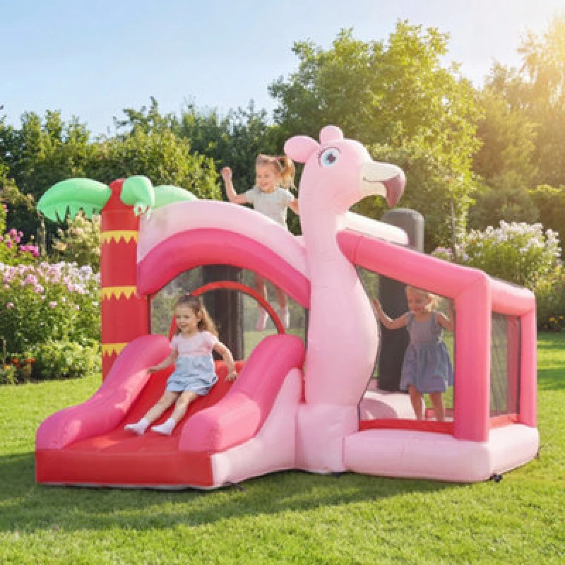 Image of Aiyaplay Kids Inflatable Bounce House With Blower For Indoor Outdoor, Pink