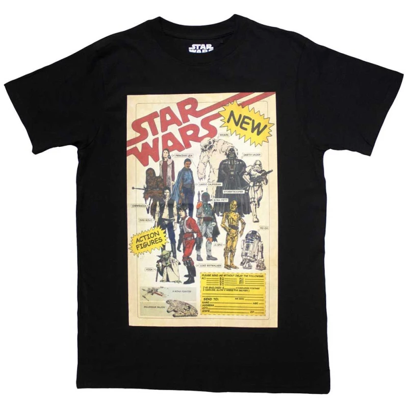 Image of Star Wars Action Figures T Shirt Black unisex