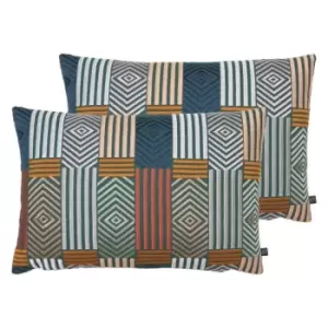 Image of Prestigious Textiles Blake Polyester Filled Cushions Twin Pack Cotton Autumn