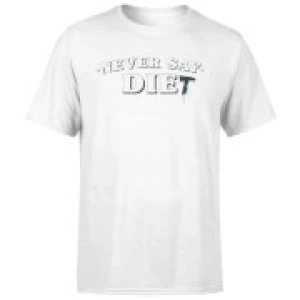 Image of Never Say Die-t Mens T-Shirt - White - 4XL