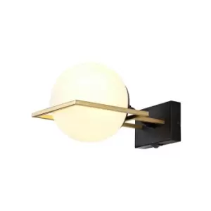 Image of Wall Lamp Switched, 1 Light E14, Matt Black, Polished Gold - Luminosa Lighting