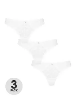 Image of Ann Summers Knickers Sexy Lace Planet 3 Piece Thong, White, Size 8, Women