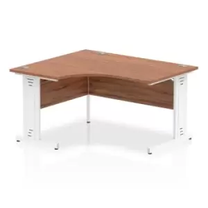 Image of Impulse 1400mm Left Hand Crescent Desk Walnut Top White Cable Managed Leg