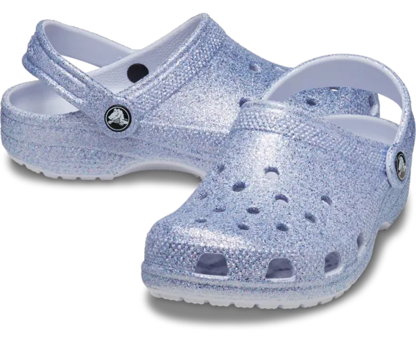 Image of Crocs Kids Classic Lined Glitter Clogs Frosted Glitter J3