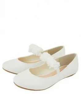Image of Monsoon Girls Cynthia Corsage Shimmer Ballerina Shoes - Ivory, Size 2 Older