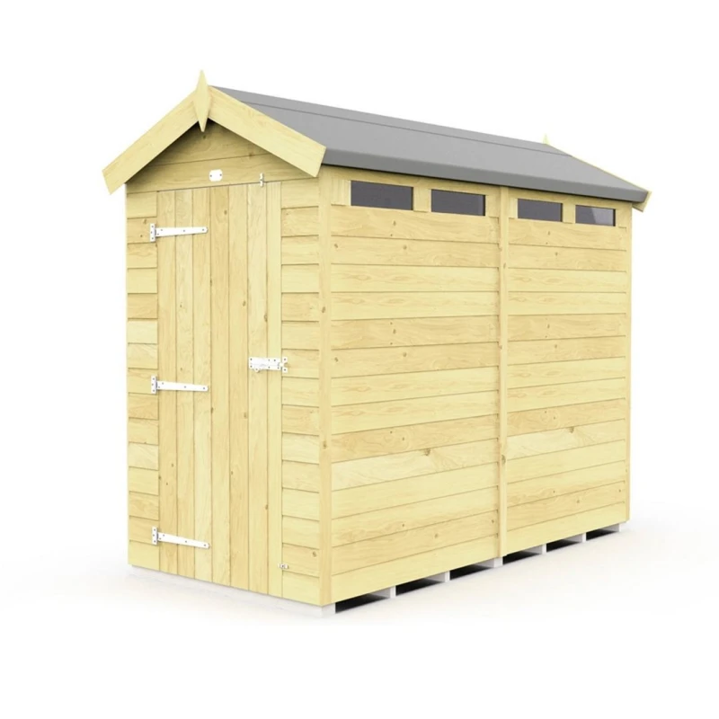 Image of Buttercup Farm 4 x 8 Feet Apex Security Shed - Single Door - L243 x W118 x H217cm in Brown Brown Unisex