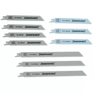 Image of Silverline - Recip Saw Blades for Wood & Metal 10pce - hcs - 240 & 150mm