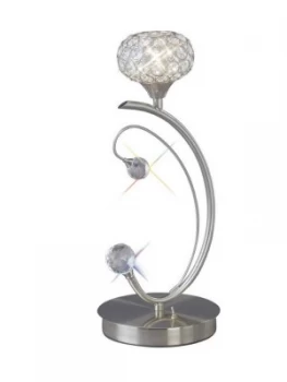 Image of Table Lamp 1 Light Satin Nickel, Crystal