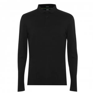 Image of Hugo Boss Pirol Long Sleeve Polo Shirt Black Size L Men