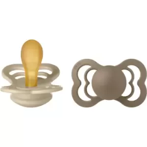 Image of BIBS Supreme Natural Rubber Size 2: 6+ months dummy Vanilla / Dark Oak 2 pc