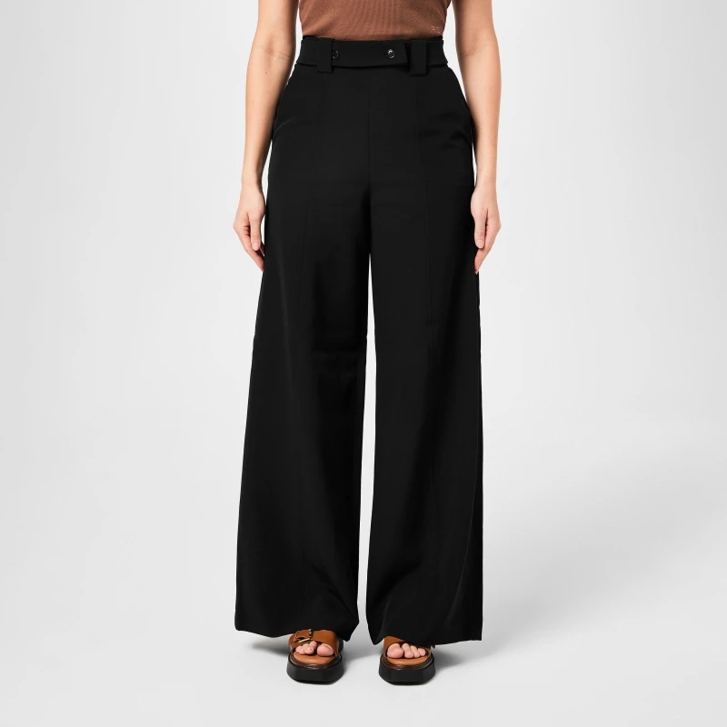 Image of French Connection Womens Echo Crepe Wide Leg Trousers 01-Blackout female 8 (XS)
